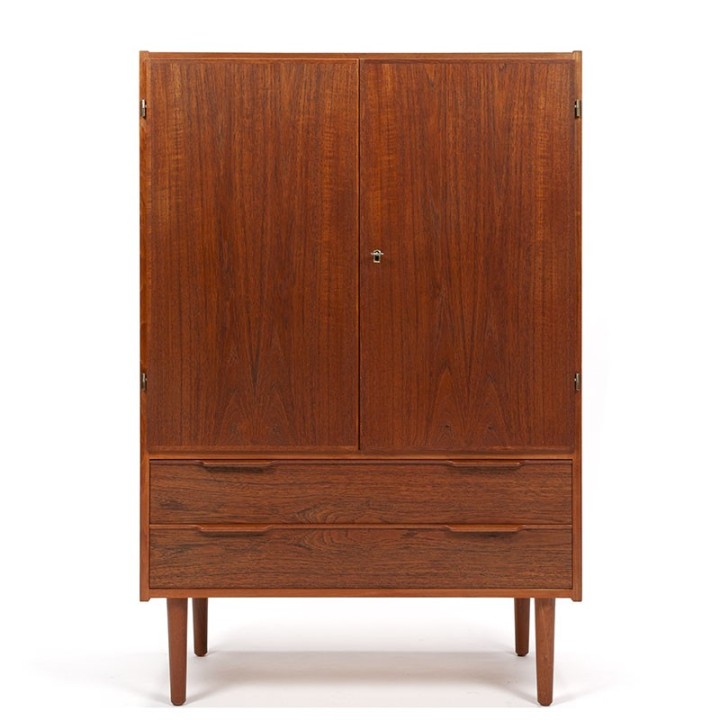 Danish teak vintage wall cabinet with drawers and doors