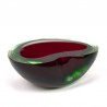 Sommerso vintage Murano ashtray in green and red