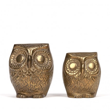 Set of 2 brass vintage owls