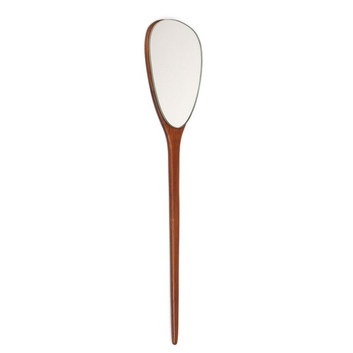 Danish fifties vintage hand mirror in teak