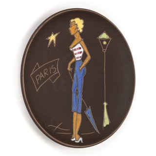 Ruscha earthenware vintage wall plate Paris