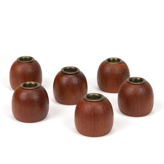 Set of 6 Danish vintage miniature candlesticks in teak
