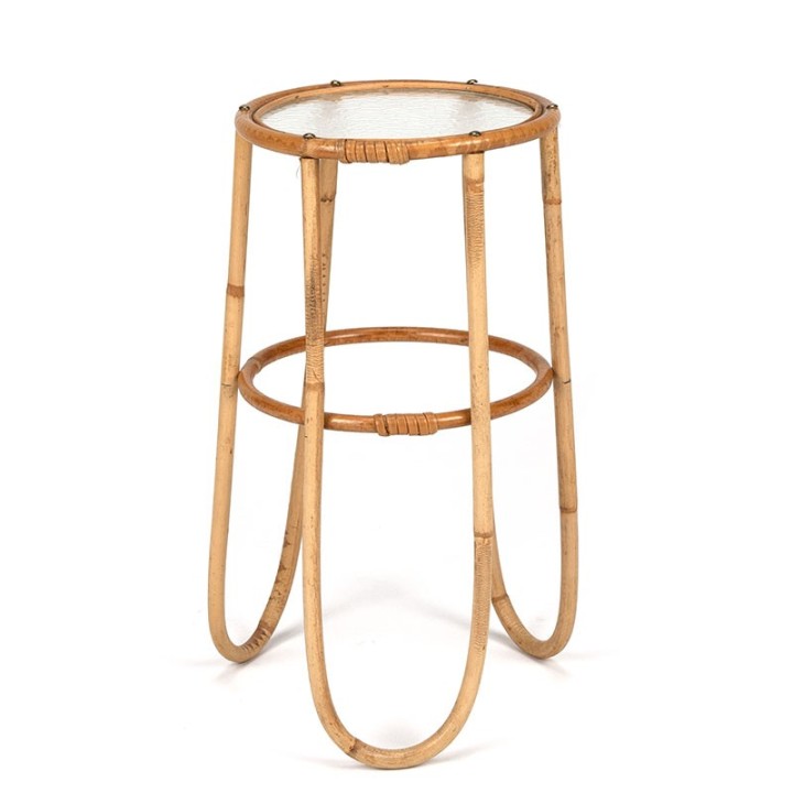 Mid-Century vintage rattan plant table