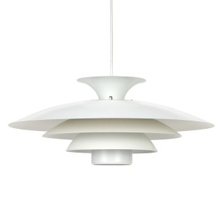 White metal vintage Danish disc hanging lamp