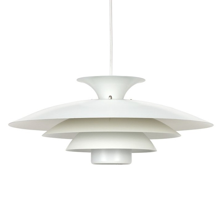 Wit metalen vintage Deense schijven hanglamp