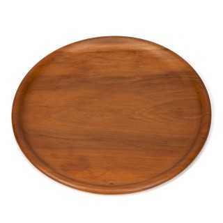 Round vintage light wooden tray