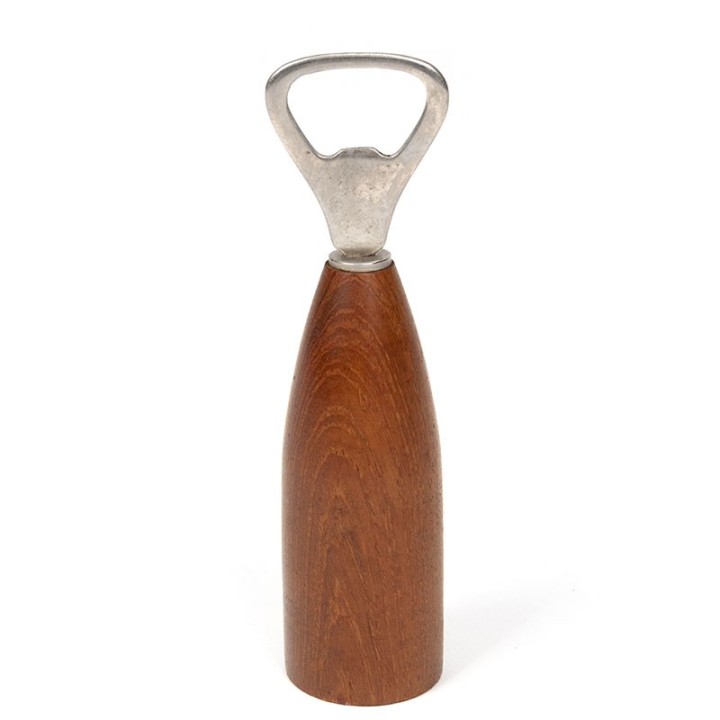 Teakhouten Deense vintage kroonfles opener