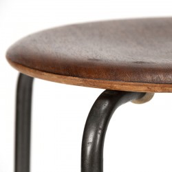 Industrial Danish vintage stool with teak seat