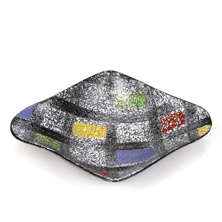 Gekleurde aardewerken vintage schaal