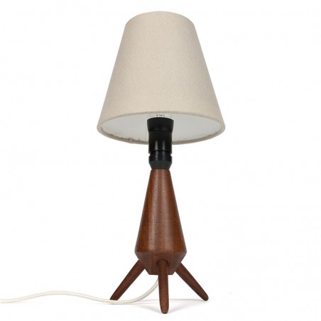 Small vintage Danish table lamp on teak 3 legs