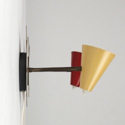 Set of 2 vintage 1950s/60s wall lamps red and yellow