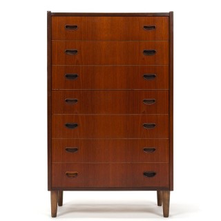 Deense vintage ladekast met 7 lades in teakhout