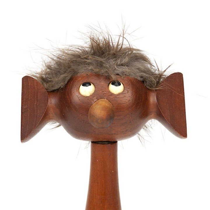 Teakhouten vintage Scandinavisch poppetje als flessenopener