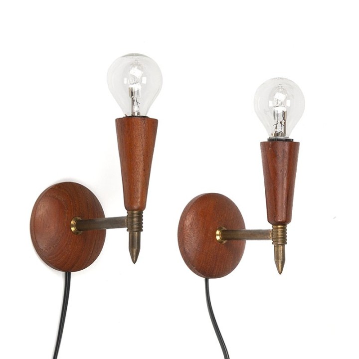 Small Danish vintage wall lamps set of 2