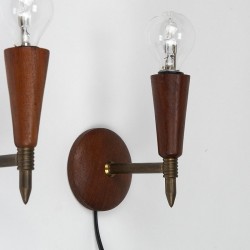 Small Danish vintage wall lamps set of 2