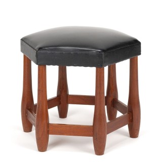 Teakhouten Deens vintage zeskantige ottoman/ poef