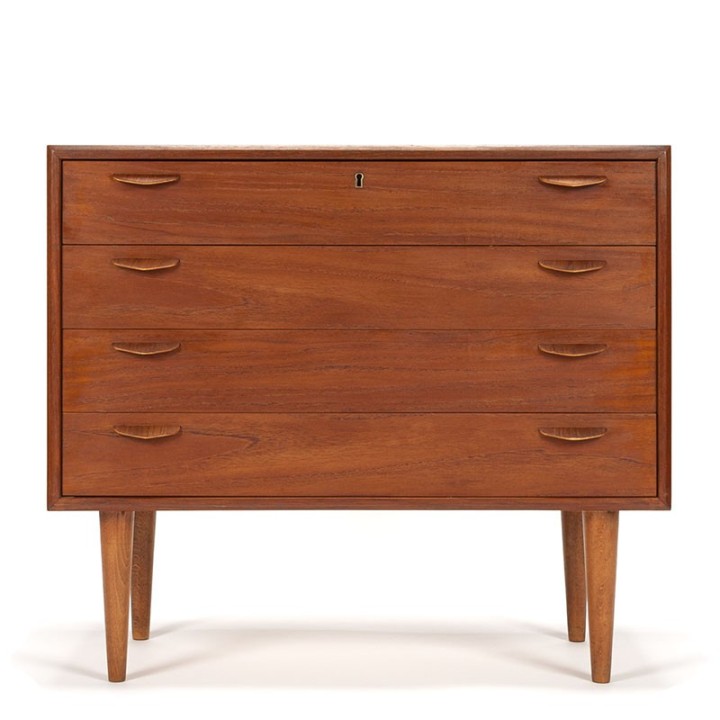 Mid-Century Danish vintage chest of drawers with plywood handles