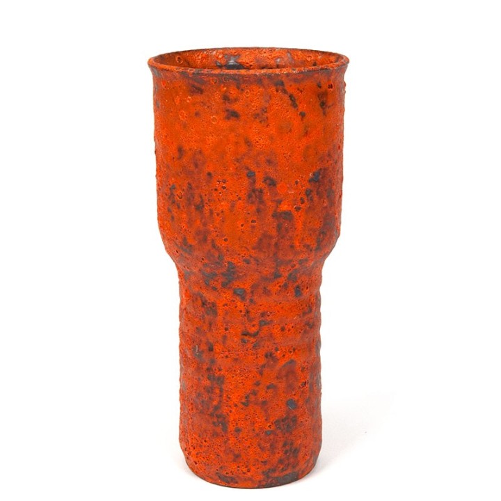 Large Fat Lava vintage vase in orange pottery