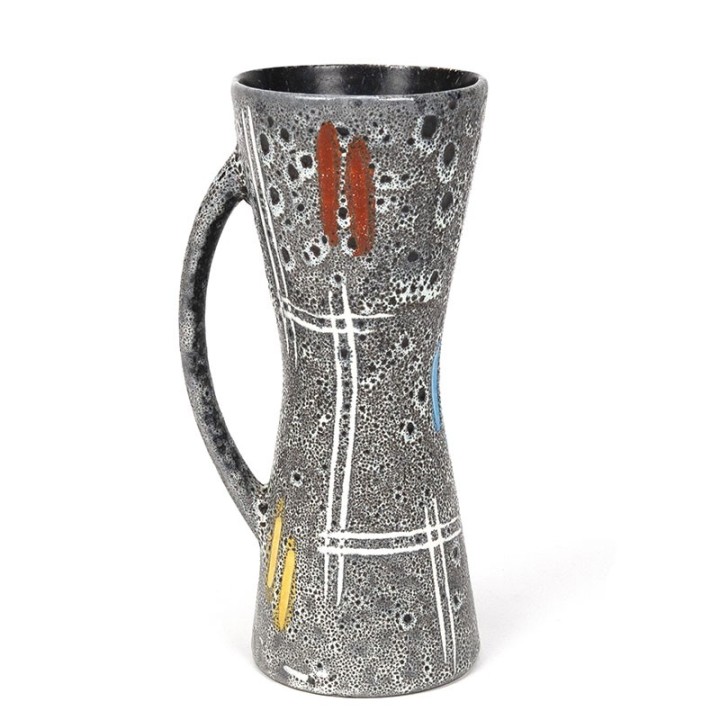 West-Germany vintage small vase gray with bright colors