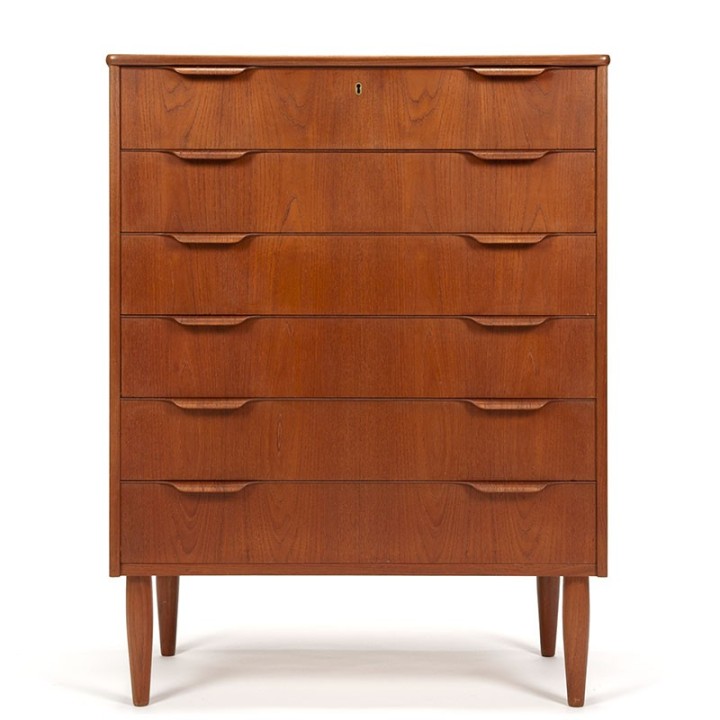 Danish Mid-Century vintage chest of drawers with plywood handles