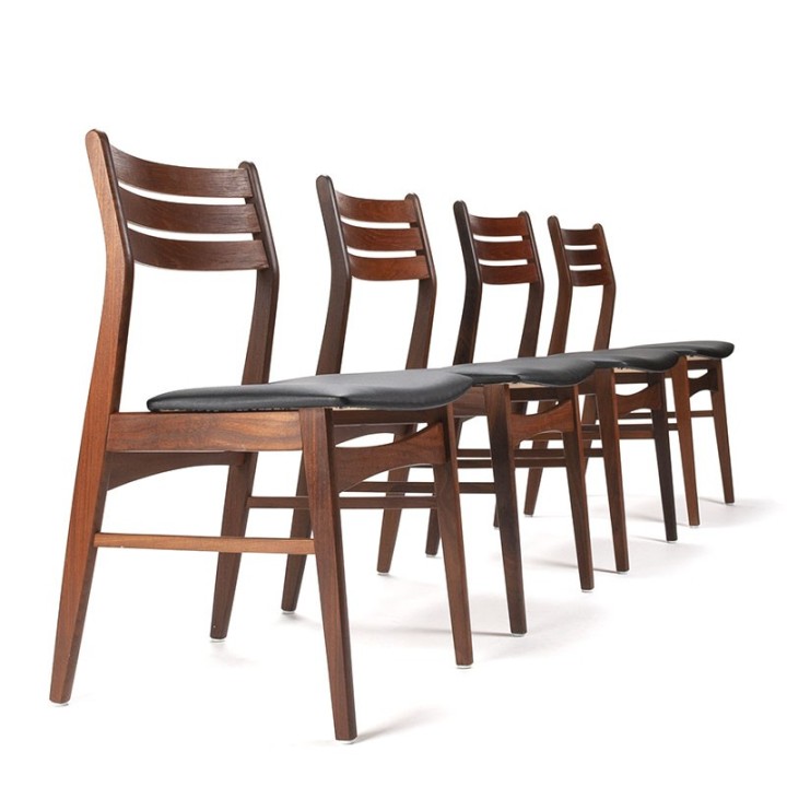 Mid-Century Deense vintage set van 4 eettafel stoelen