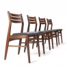 Mid-Century Deense vintage set van 4 eettafel stoelen