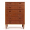 Teak dresser vintage Danish model with 6 drawers