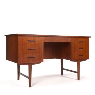 Deens teakhouten Mid-Century vintage bureau