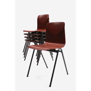 Set van 5 Pagholz industriele stoelen - Retro Studio