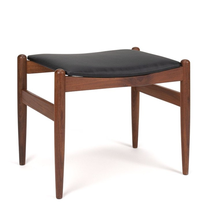 Teakhouten Deense vintage ottoman/ poef