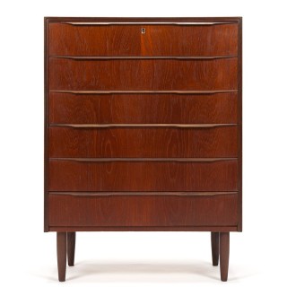 Deense Mid-Century vintage ladekast met 6 lades