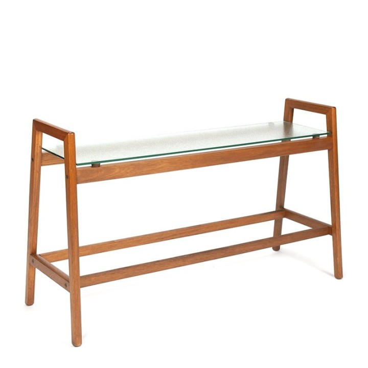 Vintage Mid-Century plant stand with glass top