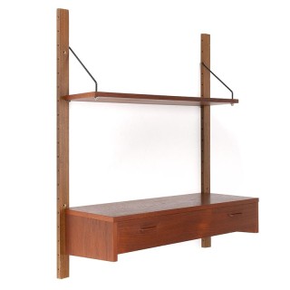 Teak vintage Danish wall system with small desk
