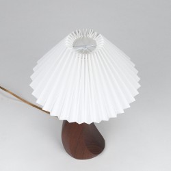 Teak Danish organic table lamp with pleated lampshade
