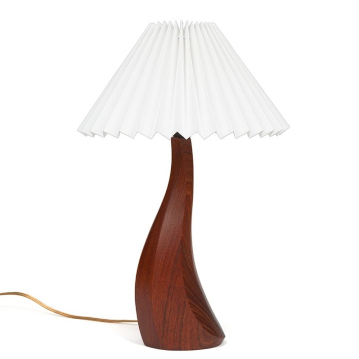 Teak Danish organic table lamp with pleated lampshade