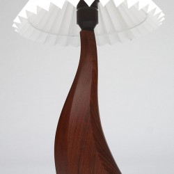 Teak Danish organic table lamp with pleated lampshade