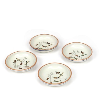 Set of 4 vintage mini Knabstrup plate with cigarettes