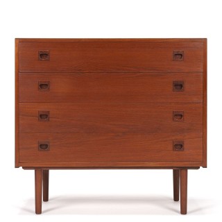 Teak narrow vintage Mid-Century Danish chest of drawers