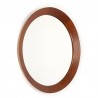 Round Danish vintage Aarhus mirror in teak