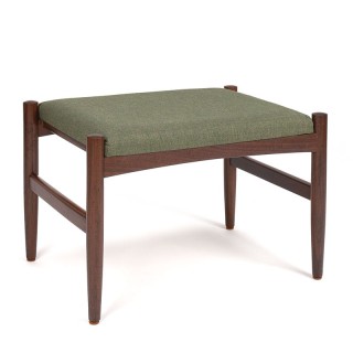 Danish teak vintage pouf/ottoman with green upholstery
