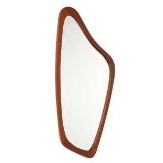 Danish teak vintage design mirror in organic shape