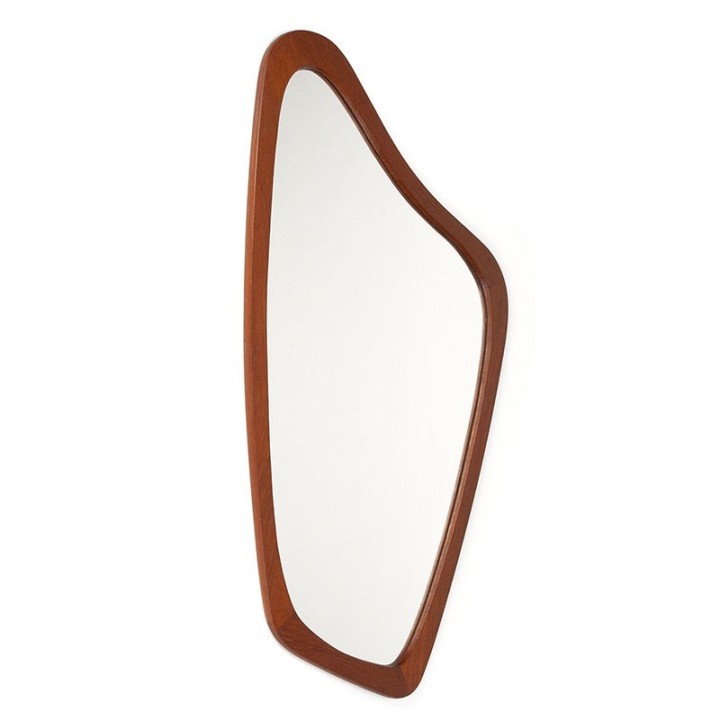 Danish teak vintage design mirror in organic shape