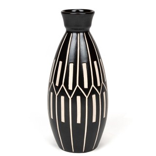 Black/white vintage ceramic vase from the 1950s