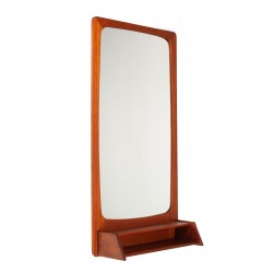 Teak vintage Danish mirror with open shelf