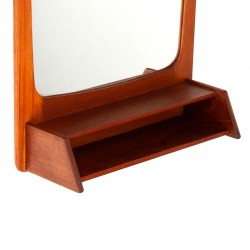 Teak vintage Danish mirror with open shelf