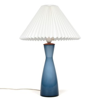 Danish Mid-Century vintage table lamp with blue glass base