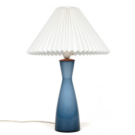 Danish Mid-Century vintage table lamp with blue glass base
