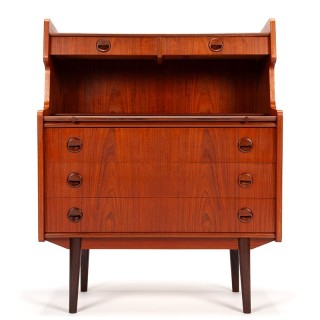 Deens Mid-Century teakhouten vintage secretaire meubel