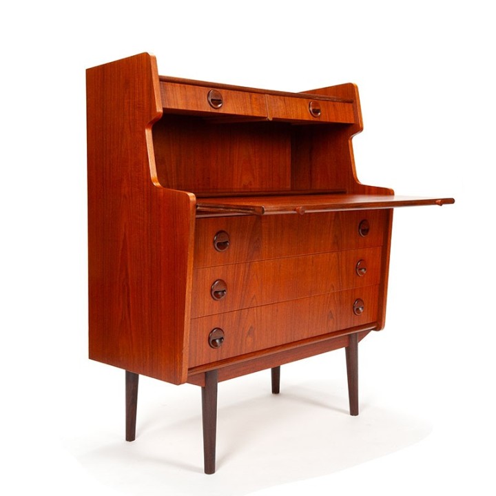 Deens Mid-Century teakhouten vintage secretaire meubel