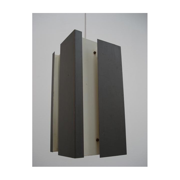 Grijs/wit metalen hanglamp 1950's - Retro Studio